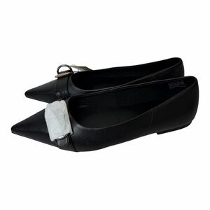 A New Day Black Buckle Pointed Toe Flats Memory Foam Women's Size 9 NWT